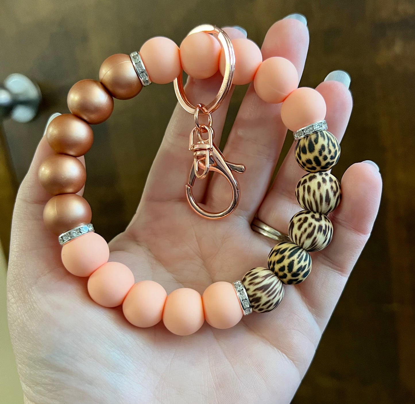 Rose Gold and Cheetah Key Bangle