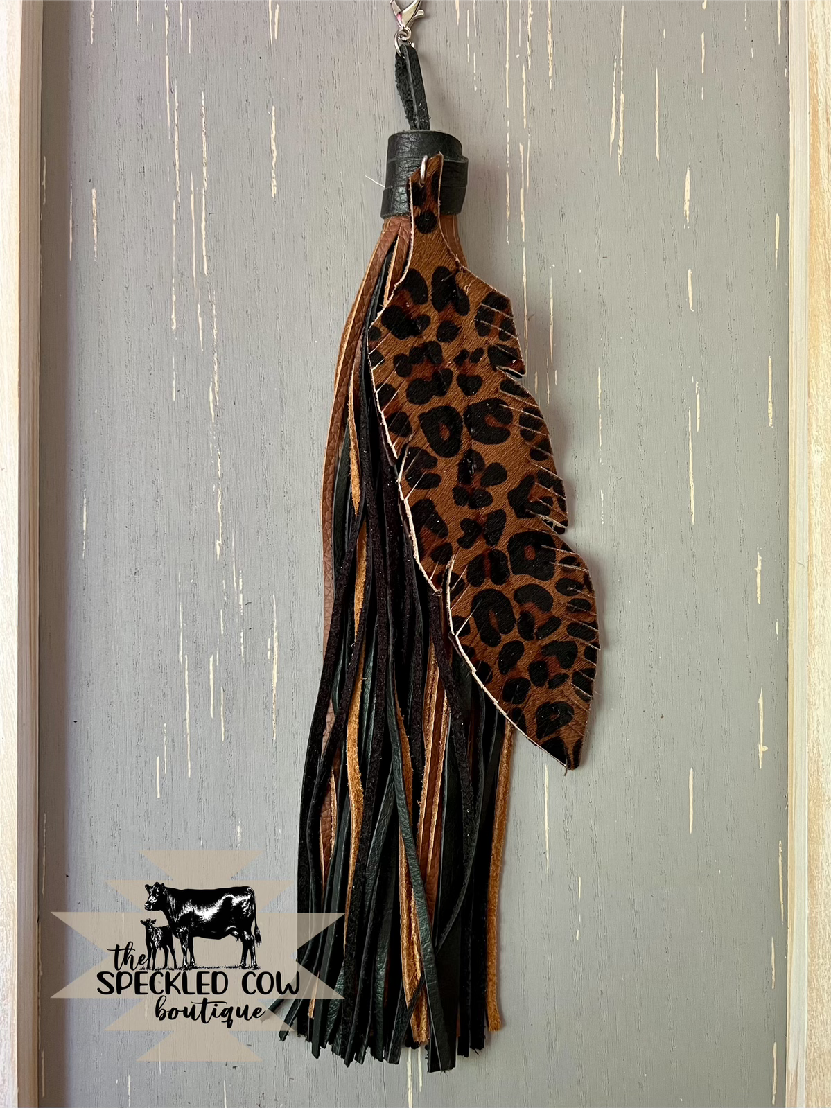 Leopard Feather Bag Dangle