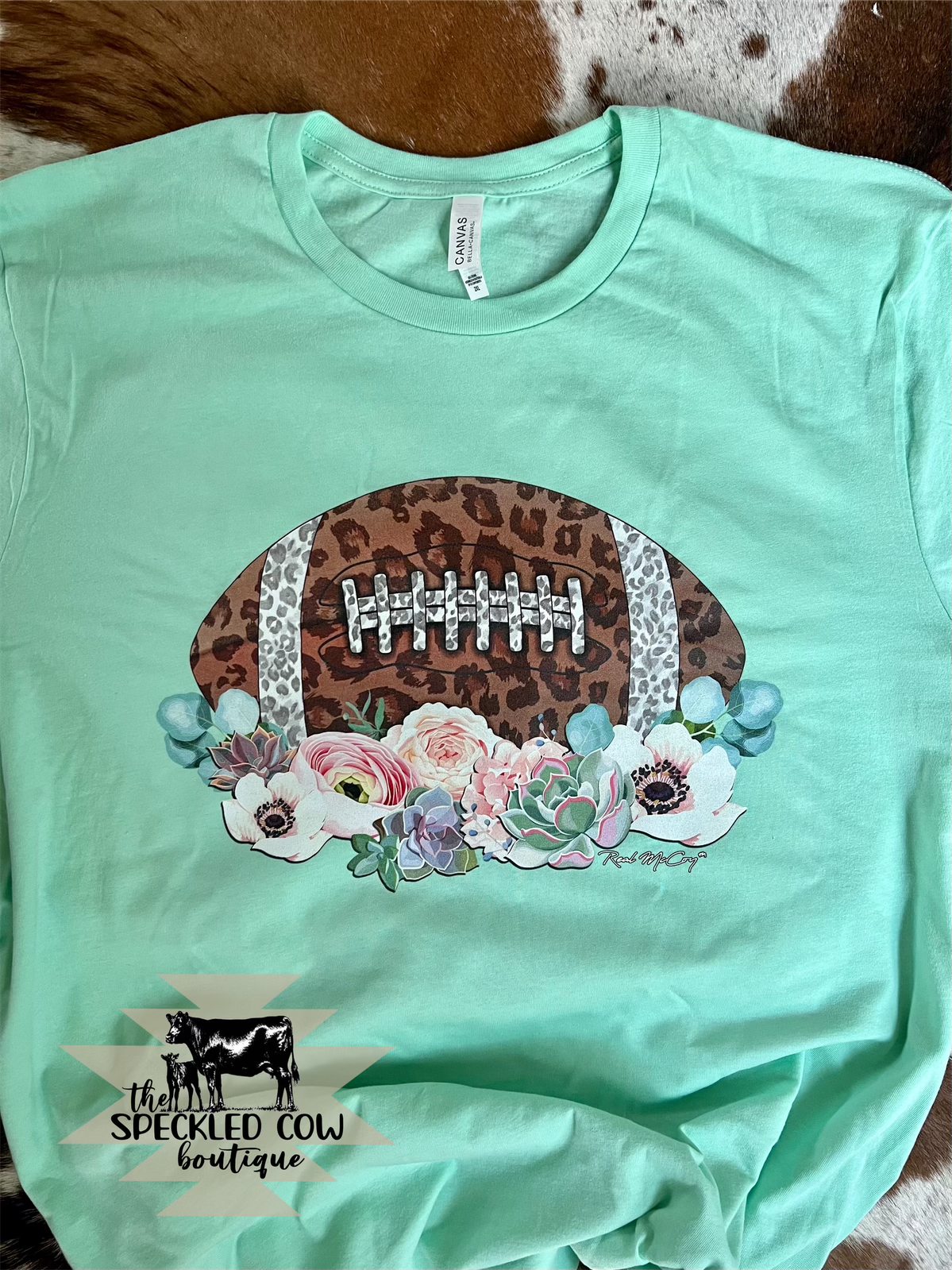 Floral Football Mint Tee