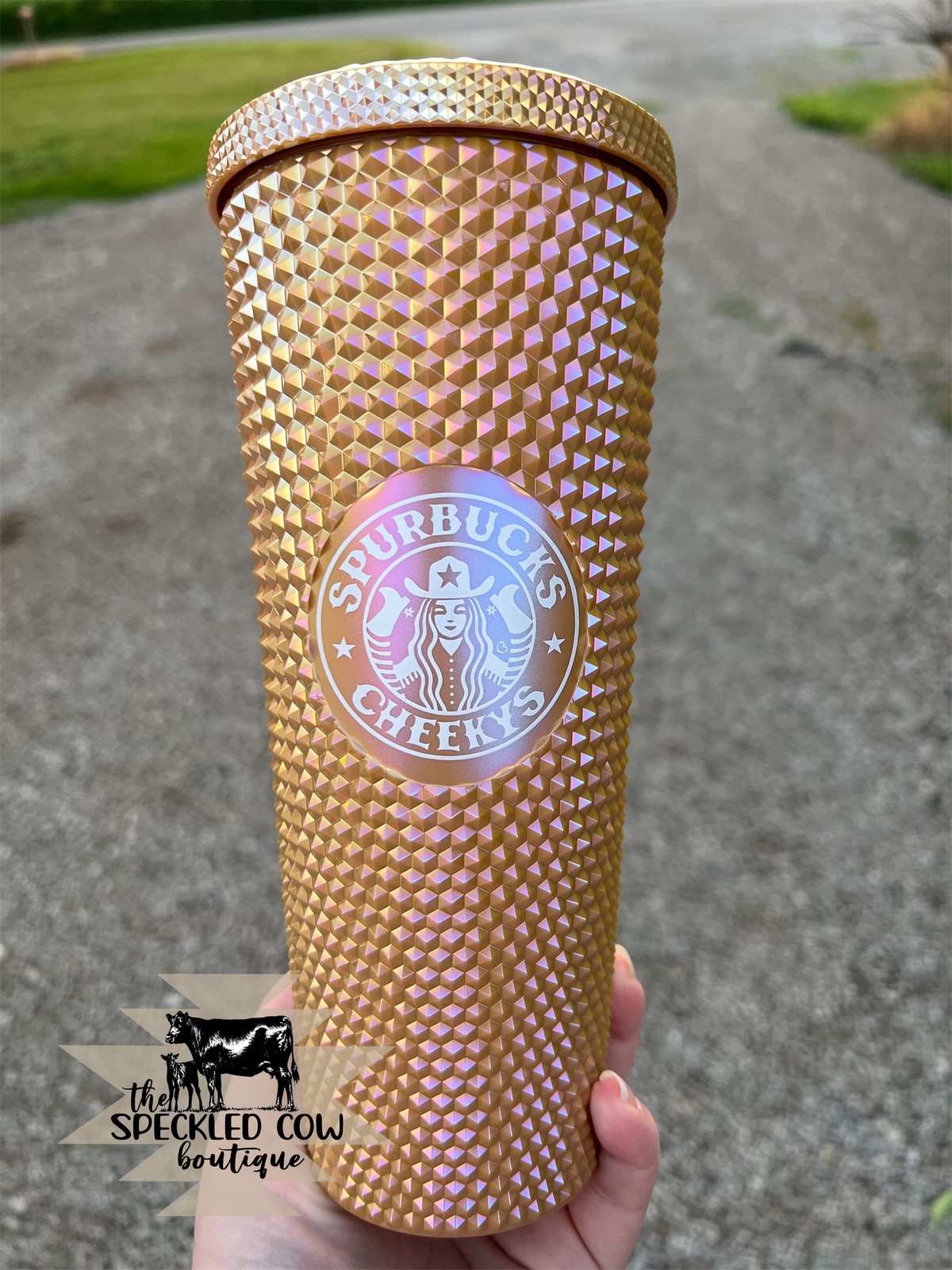 Iridescent Mustard Studded Tumbler