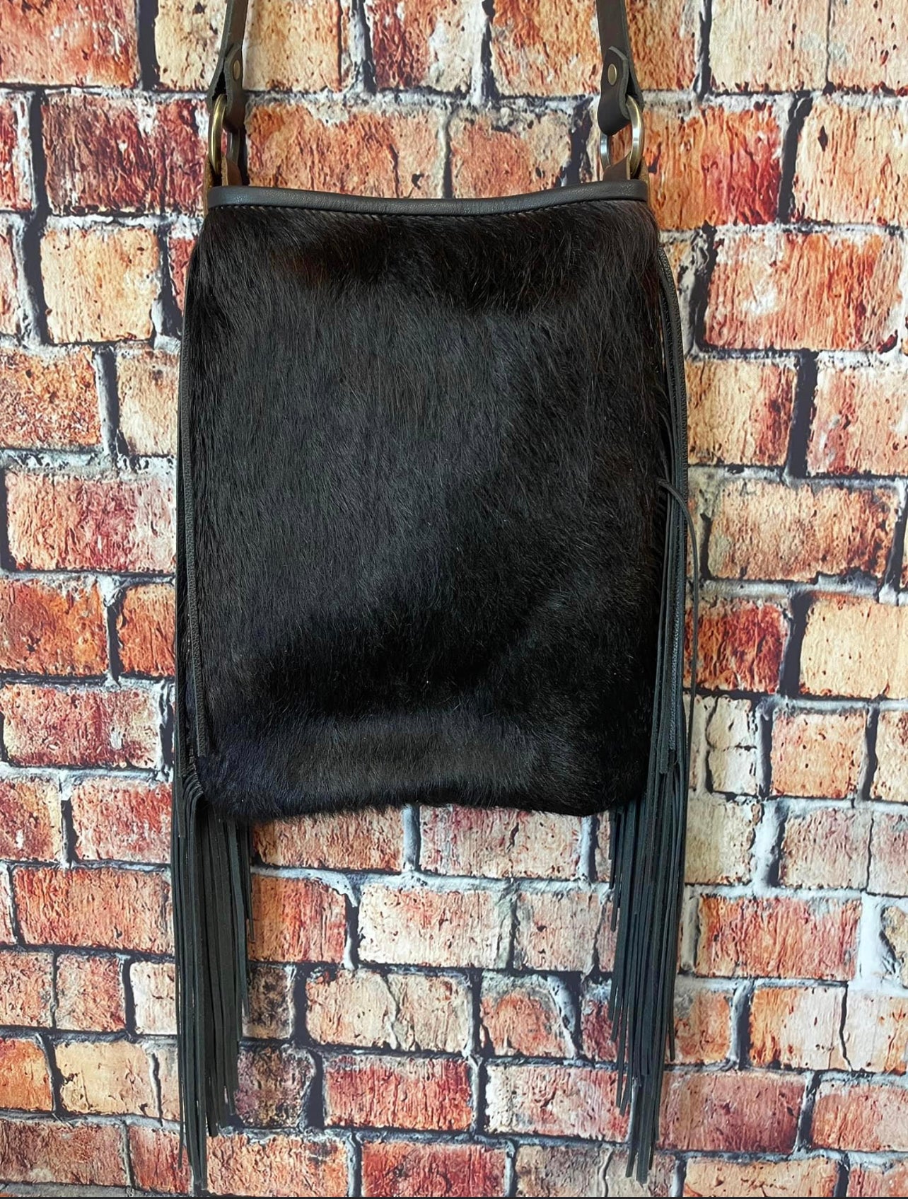 Medium Black Hair on Hide Crossbody