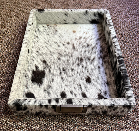 Black and White Cowhide Tray