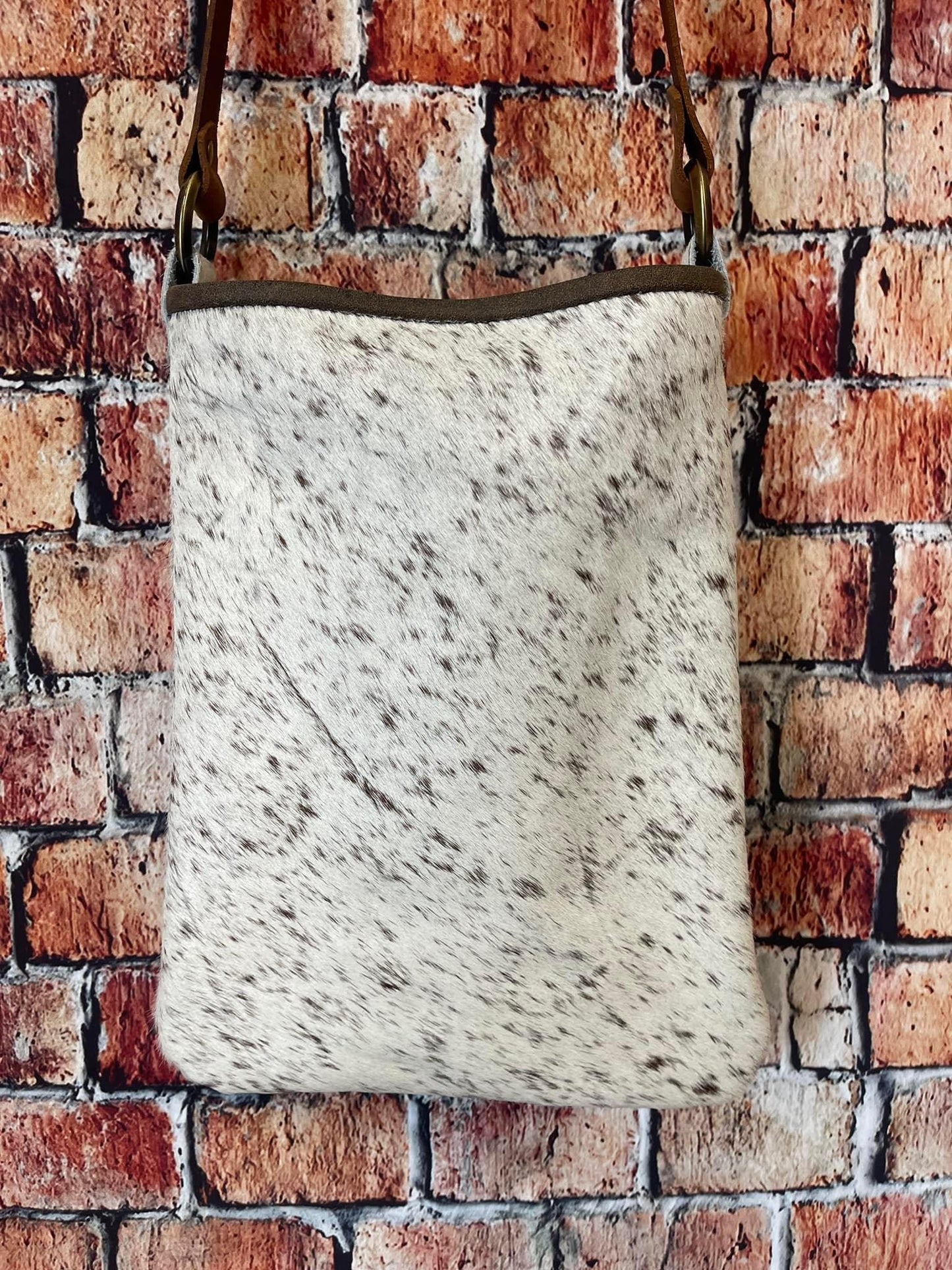 Medium Salt and Pepper Hair on Hide Crossbody