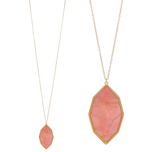 Long Pink Geode Necklace