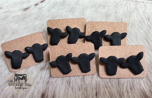 Black Cow polymer clay earrings