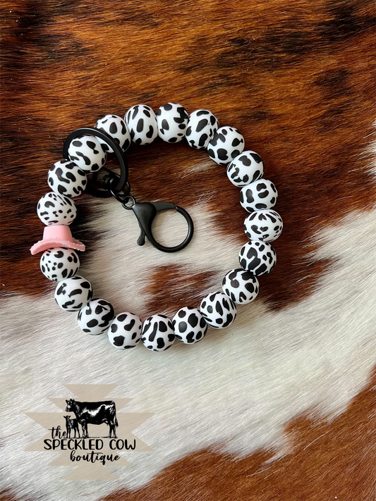 Pink Cowgirl Hat and Cow Print Bangle