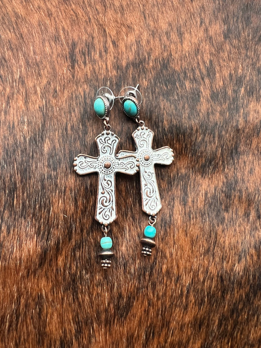 Patina Cross Earrings