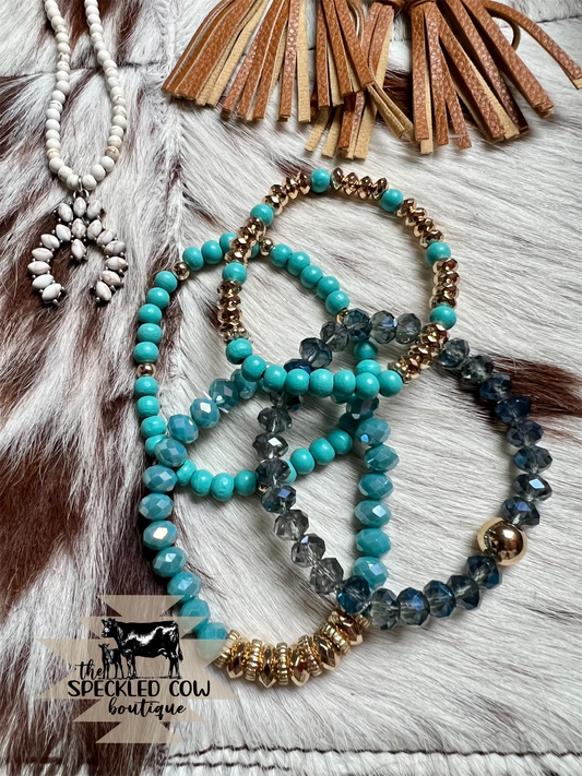 Turquoise and Gold 4 Bracelet Stack