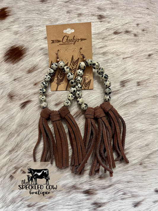 Willa Cow Print Tassel Earrings