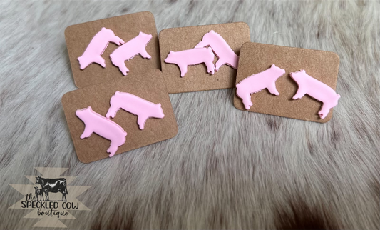 Pink Pig Polymer clay earrings