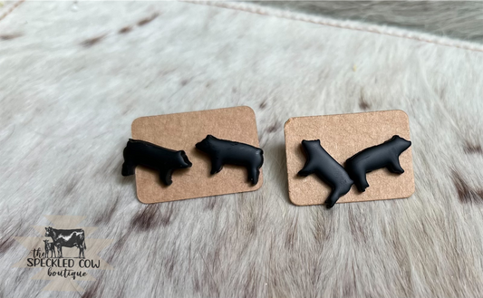 Black pig Polymer clay earrings