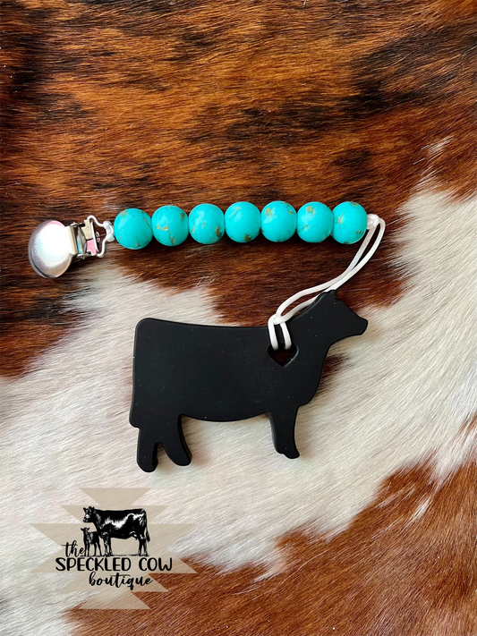 Show Heifer Teether with Turquoise Beads